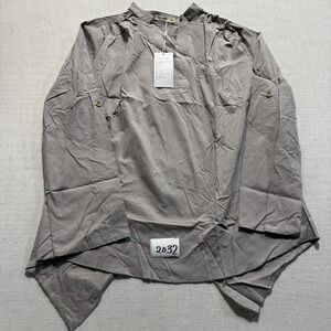 Yiqiaohui Tulip Back Roll Tab Tunic Top Women Sz  L Grey New With Tags